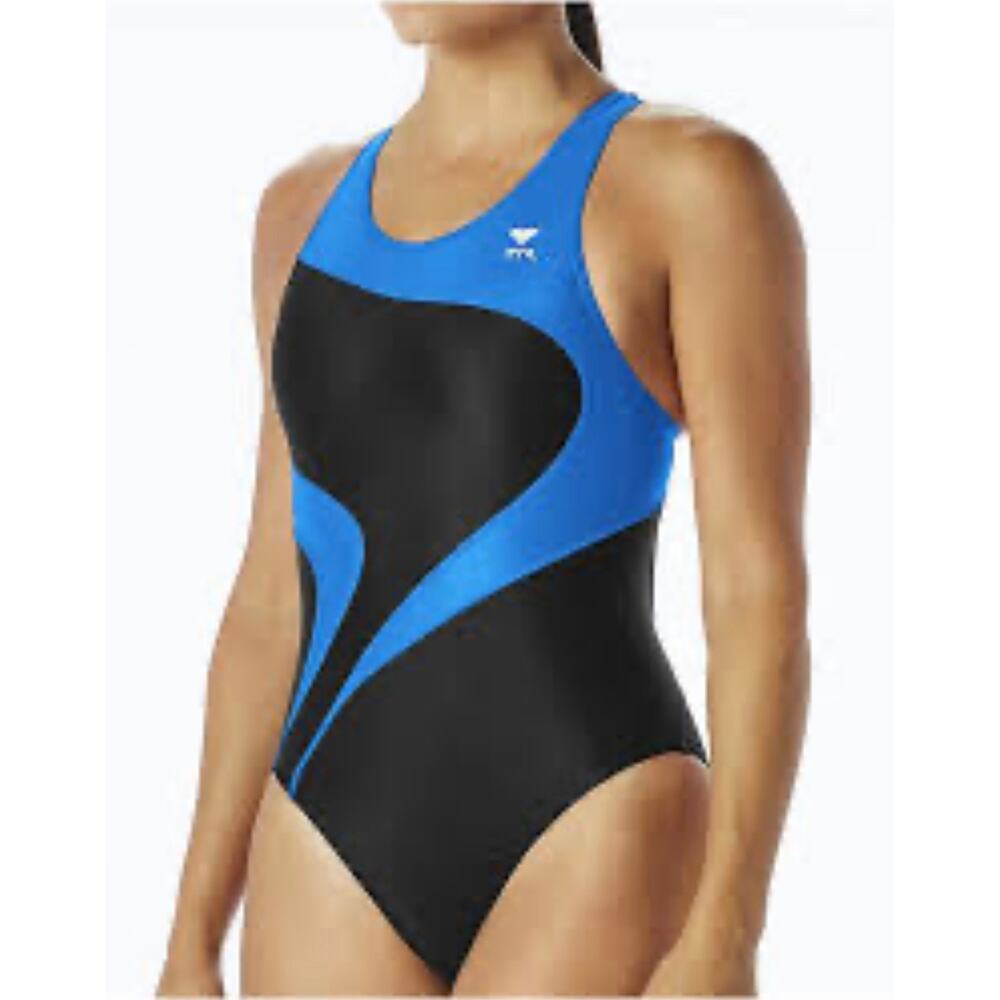 TYR - TYReco Maxfit Swimsuit T-Splice Black and Blue one piece